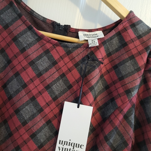 Unique Vintage red and black checkered dress - Picture 4 of 7